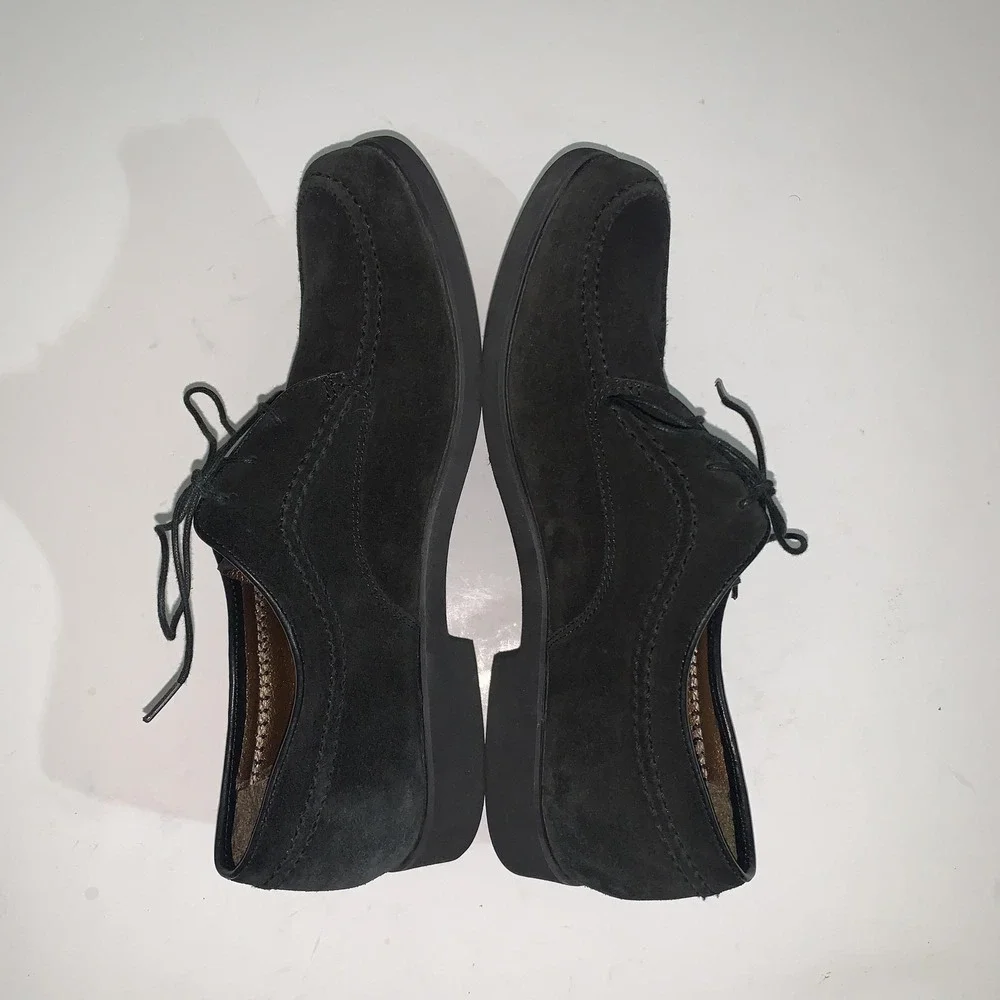 Hush Puppies Lupine Shoes Womens 10 Black Suede Lace Up Moc Toe Comfort